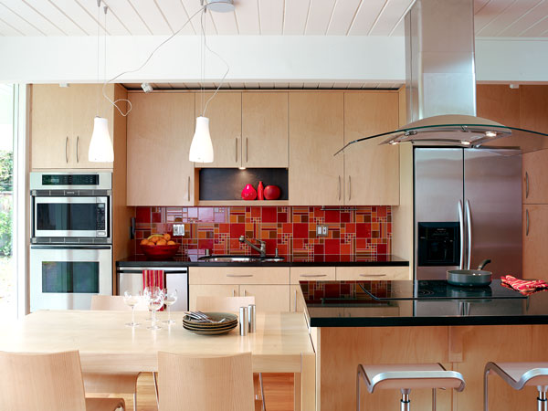 red and yellow bijou kitchen backsplash tiles